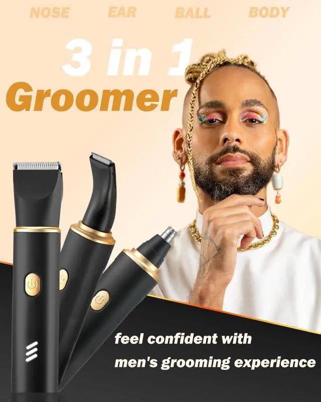 Alt view image 3 of 7 - Manscape Body Hair Trimmer for Men-3 in 1 Electric Razor Groin Groomer,IPX7 Waterproof,Versatile Hair Trimmer for Ball/Pubic/Chest/Beard/Nose,USB-C Rechargeable,Gifts for Him Dad