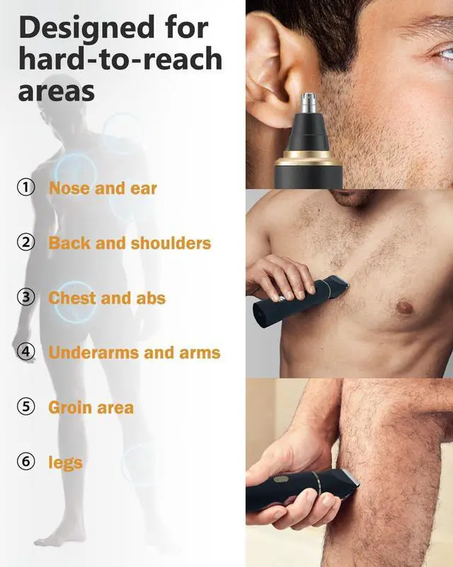 Alt view image 5 of 7 - Manscape Body Hair Trimmer for Men-3 in 1 Electric Razor Groin Groomer,IPX7 Waterproof,Versatile Hair Trimmer for Ball/Pubic/Chest/Beard/Nose,USB-C Rechargeable,Gifts for Him Dad