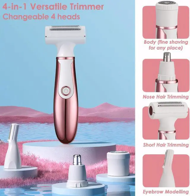 Alt view image 2 of 7 - 4 in 1 Electric Razors for Women, Portable Electric Shaver for Women, Rechargeable Women Electric Trimmer for Face Arm Body Legs Underarm Bikini