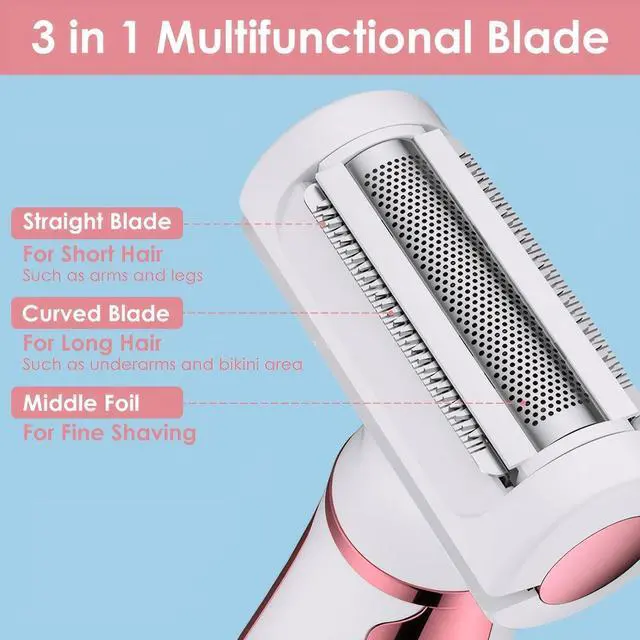 Alt view image 4 of 7 - 4 in 1 Electric Razors for Women, Portable Electric Shaver for Women, Rechargeable Women Electric Trimmer for Face Arm Body Legs Underarm Bikini