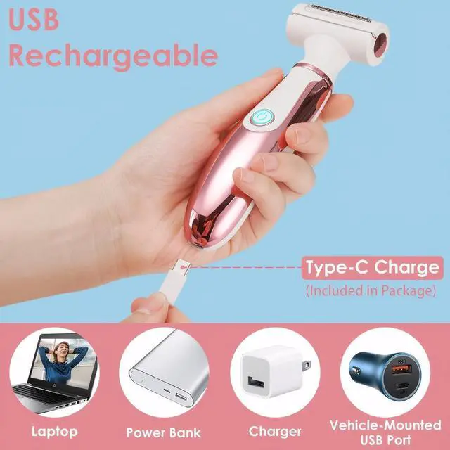 Alt view image 6 of 7 - 4 in 1 Electric Razors for Women, Portable Electric Shaver for Women, Rechargeable Women Electric Trimmer for Face Arm Body Legs Underarm Bikini