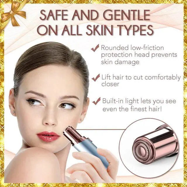 Alt view image 6 of 7 - Gurelax Hair Remover for Women, Hair Removal Device, Facial Hair Removal for Women, Best Touch Face Shaver As Christmas Gift, Electric Upper Lip/Mustache Hair Remover, Included 2 x Replacement Heads