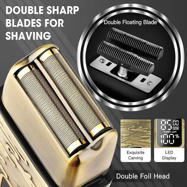 Alt view image 3 of 7 - Electric Shavers for Men,3-Speeds Electric Razor,Head Shavers for Bald Men,Double Foil Beard Trimmer,Barber Supplies Waterproof Shaver, Gifts (Bronze-1)