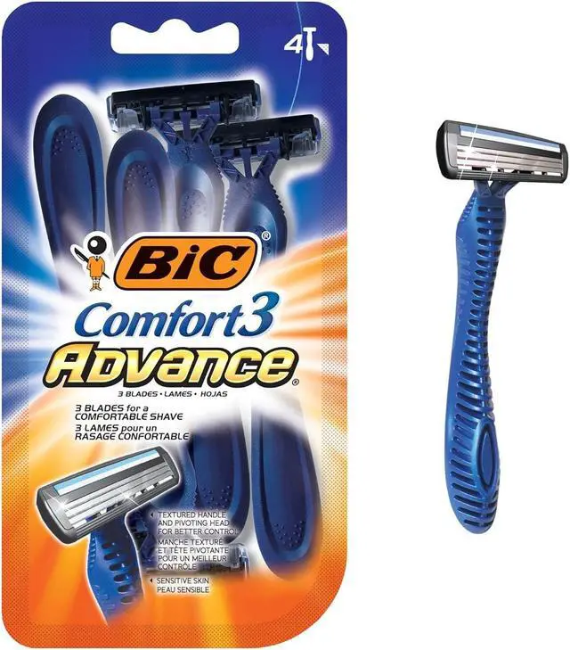 Main image of BIC Comfort 3 Advance Disposable Razors for Men, For an Ultra-Soothing and Close Shave, 4 Piece Razor Set