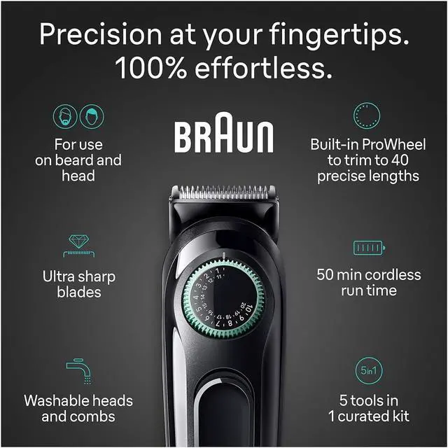 Alt view image 3 of 7 - Braun All-In-One Style Kit Series 3 3450, 5-in-1 Trimmer for Men with Beard Trimmer, Ear & Nose Trimmer, Hair Clippers & More, Ultra-Sharp Blade, 40 Length Settings and Washable