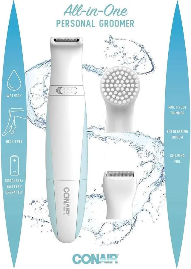 Alt view image 7 of 7 - Conair Ladies All-In-One Personal Groomer, Trimmer, Foil Shaver for Women and Exfoliating Brush