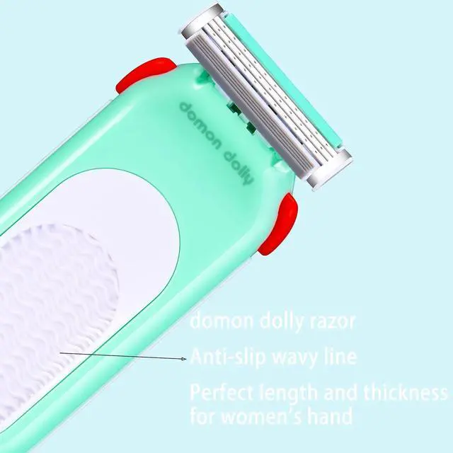 Alt view image 4 of 7 - Domon dolly Razors for Women 6 Refills 3 Blades Shaver for Face Legs Bikini area, Comfort Glid, Green