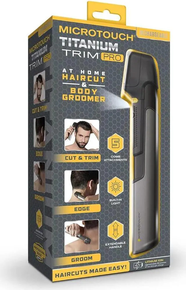Alt view image 6 of 6 - Micro Touch Titanium Trim PRO, Rechargeable Lighted Hair Cutting Tool and Body Groomer, Black