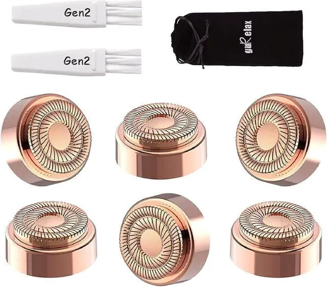 Main image of Replacement Heads for Flawless Hair Remover, Gen 2 Replacement blades for Finishing Touch Facial Hair Removal for Women, Painless Razor Head for Face with Gurelax Flannel Bag