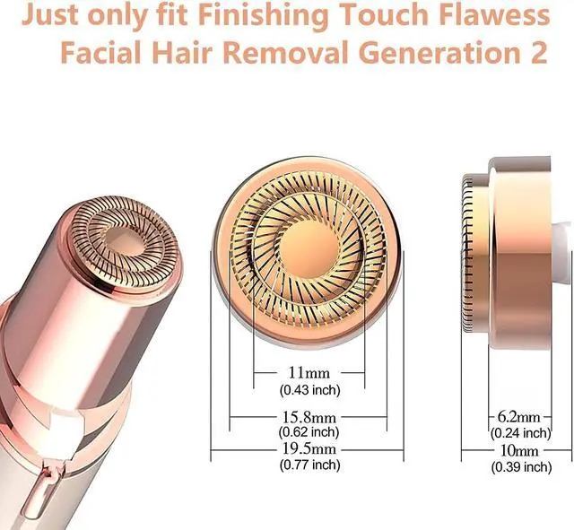 Alt view image 3 of 7 - Replacement Heads for Flawless Hair Remover, Gen 2 Replacement blades for Finishing Touch Facial Hair Removal for Women, Painless Razor Head for Face with Gurelax Flannel Bag