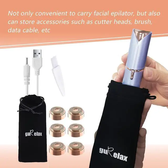 Alt view image 6 of 7 - Replacement Heads for Flawless Hair Remover, Gen 2 Replacement blades for Finishing Touch Facial Hair Removal for Women, Painless Razor Head for Face with Gurelax Flannel Bag