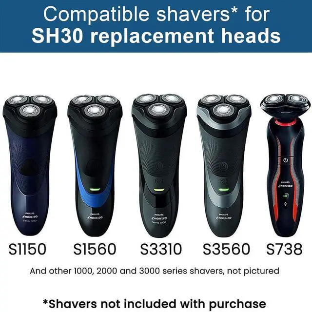 Alt view image 7 of 7 - SH30 Replacement Heads for Series 3000, 2000, 1000 Shavers and S738 Click and Style, Replace the SH30 Shaver Blades 9 pack