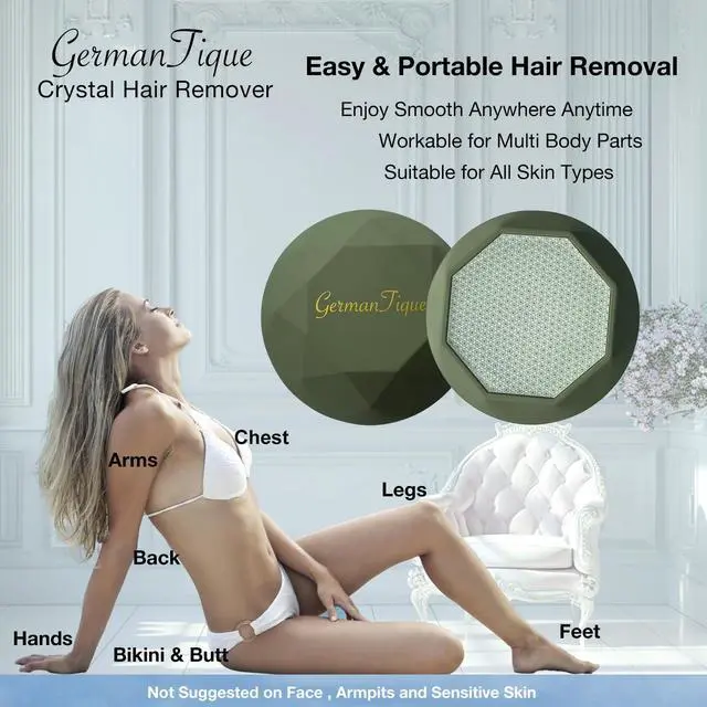 Alt view image 5 of 6 - Crystal Hair Eraser,Upgraded Crystal Hair Remover Diamond,Painless and Effective Nano Glass Hair Removal Stone and Skin Exfoliation,Natural Epilator for Women and Men(Olive Green)