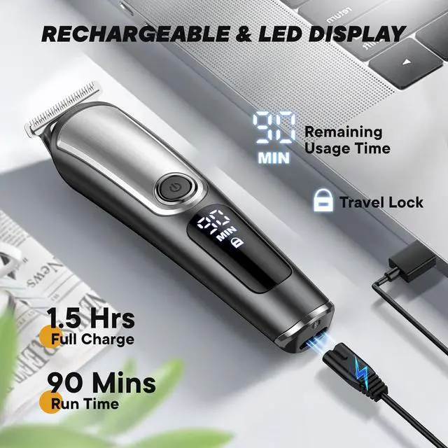 Alt view image 4 of 7 - Beard Trimmer for Men, Electric Razor Shavers for Men Face, Cordless Rechargeable Waterproof Mens Grooming Kit, Mustache Nose Body Hair Trimmer Clipper, LED Display, Gifts for Men Fathers Boys