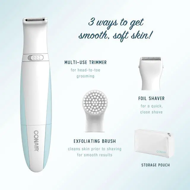 Alt view image 2 of 7 - Conair Ladies All-In-One Personal Groomer, Trimmer, Foil Shaver for Women and Exfoliating Brush