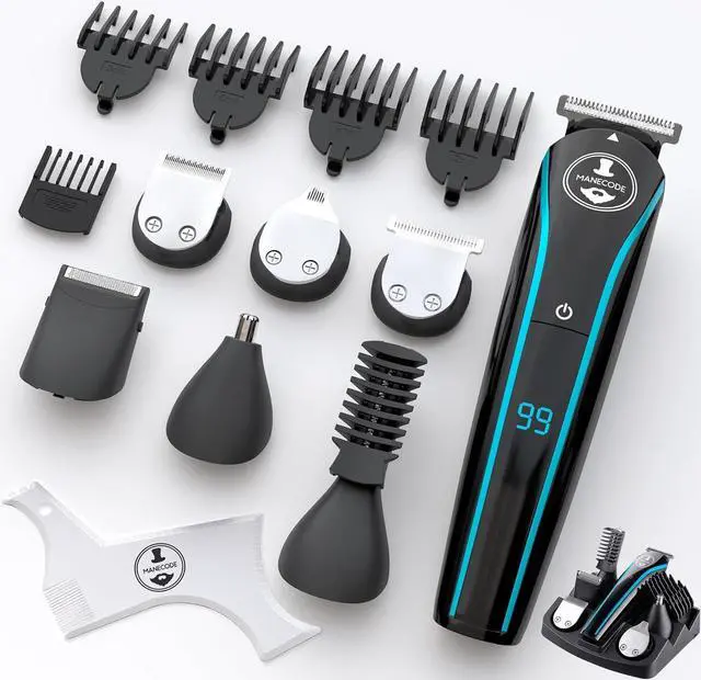 Main image of 11-in-1 Men's Beard and Mustache Electric Trimmer Kit, Cordless Body and Nose Hair Razors, Set of Beard Clippers, USB Rechargeable Battery, Shaver for Men, Lifetime Self-Sharp Blades