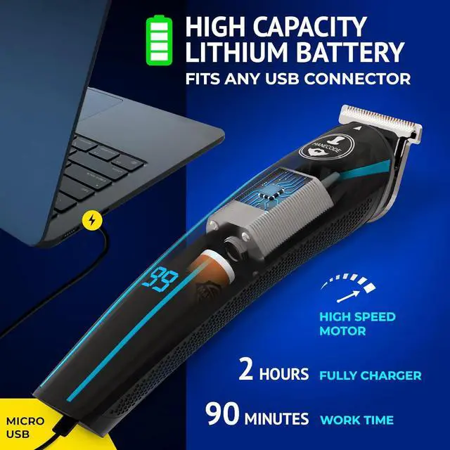 Alt view image 4 of 7 - 11-in-1 Men's Beard and Mustache Electric Trimmer Kit, Cordless Body and Nose Hair Razors, Set of Beard Clippers, USB Rechargeable Battery, Shaver for Men, Lifetime Self-Sharp Blades