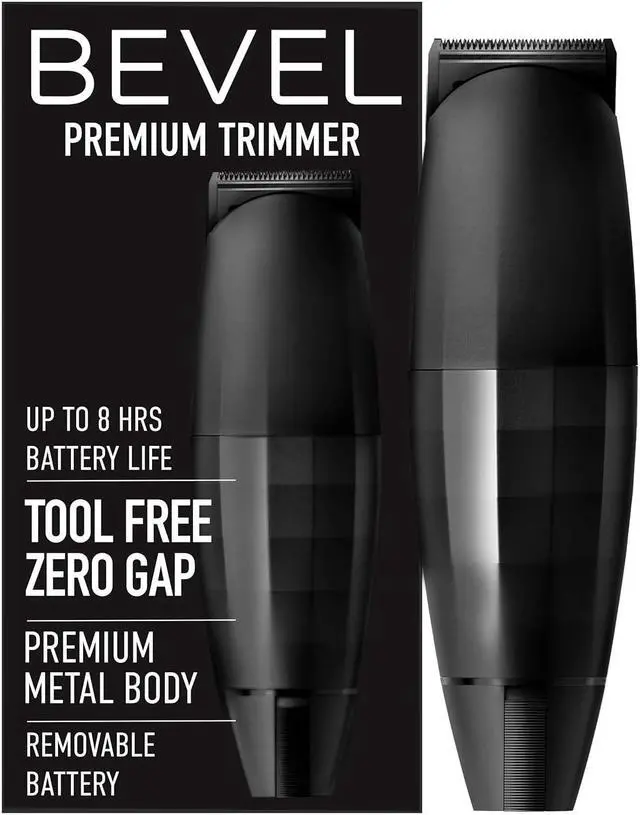 Main image of Bevel Beard Trimmer for Men - Black Edition Cordless Trimmer, 8 Hour Rechargeable Battery Life, Tool Free Adjustable Zero Gapped Blade, Barber Supplies, Mustache Trimmer