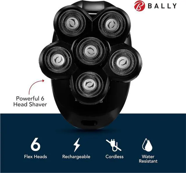 Alt view image 2 of 6 - Bally 6 Head Floating Shaver, Total Grooming with 6-in-1 Multi-Functional Electric Floating Shaver, 6 Heads, LED Display, Lithium Rechargeable, 50 Min Usage