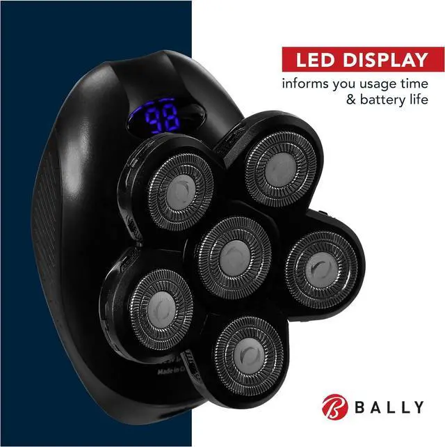 Alt view image 5 of 6 - Bally 6 Head Floating Shaver, Total Grooming with 6-in-1 Multi-Functional Electric Floating Shaver, 6 Heads, LED Display, Lithium Rechargeable, 50 Min Usage