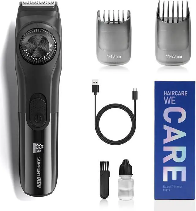 Main image of SUPRENT Adjustable Beard Trimmer for Men, Cordless Electric Beard Trimmer with Precision Dial, USB Rechargeable 19 Length Settings Mustache Trimmer for Mens Gifts