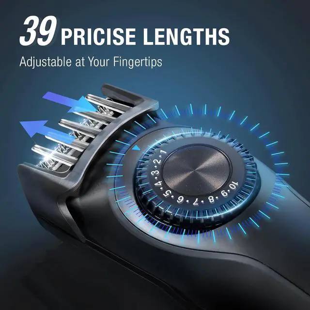 Alt view image 3 of 6 - SUPRENT Adjustable Beard Trimmer for Men, Cordless Electric Beard Trimmer with Precision Dial, USB Rechargeable 19 Length Settings Mustache Trimmer for Mens Gifts