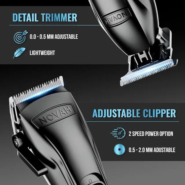 Alt view image 2 of 7 - Novah Professional Barber Clippers and Trimmer Set - Foil Shaver Professional Hair Clippers for Men, Mens Cordless Hair Clipper for Barbers Haircut Kit, Fade