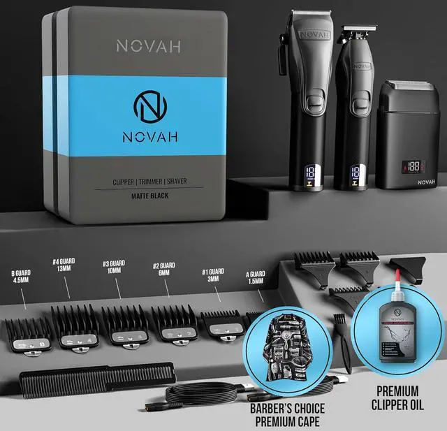 Alt view image 6 of 7 - Novah Professional Barber Clippers and Trimmer Set - Foil Shaver Professional Hair Clippers for Men, Mens Cordless Hair Clipper for Barbers Haircut Kit, Fade