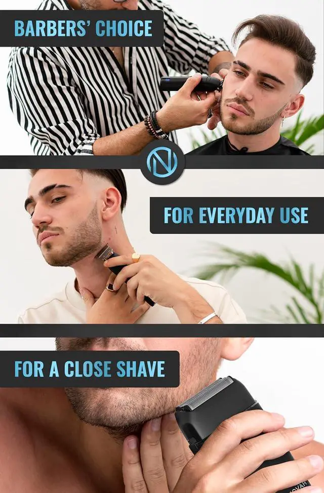 Alt view image 7 of 7 - Novah Professional Barber Clippers and Trimmer Set - Foil Shaver Professional Hair Clippers for Men, Mens Cordless Hair Clipper for Barbers Haircut Kit, Fade