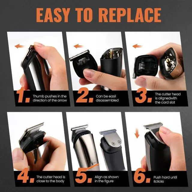 Alt view image 7 of 7 - PRITECH Beard Trimmer for Men,6 in 1 Hair Clippers Kit, Precision Cordless Grooming Kit Waterproof IPX6 for Beard, Hair, Body, Nose, Ear, with Foil Razor (Silver)