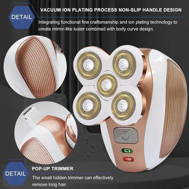 Alt view image 2 of 7 - Electric-Razor-for-Women-Shaver Rechargeable Rotary Waterproof Painless Trimmer Cordless Hair Remover with Detachable Head Wet Dry Use for Womens Legs Face Lips Pubic Hairs Bikini Body