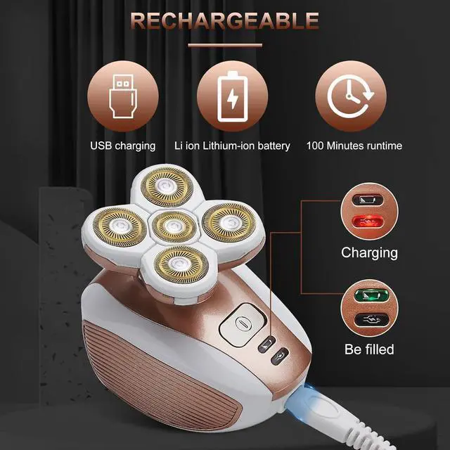 Alt view image 6 of 7 - Electric-Razor-for-Women-Shaver Rechargeable Rotary Waterproof Painless Trimmer Cordless Hair Remover with Detachable Head Wet Dry Use for Womens Legs Face Lips Pubic Hairs Bikini Body