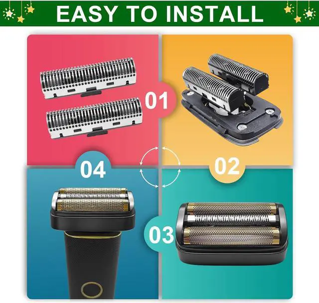Alt view image 4 of 5 - Shaver Replacement Foil and Inner Cutters Compatible with Andis 17300 reSURGE Electric Shaver,Black (2 Pack)