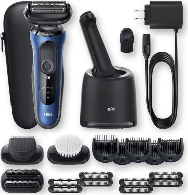 Main image of Braun Series 6 6095cc Electric Razor for Men with SmartCare Center, Beard Trimmer, Stubble Beard Trimmer, Cleansing Brush, Wet & Dry, Rechargeable, Cordless Foil Shaver, Blue