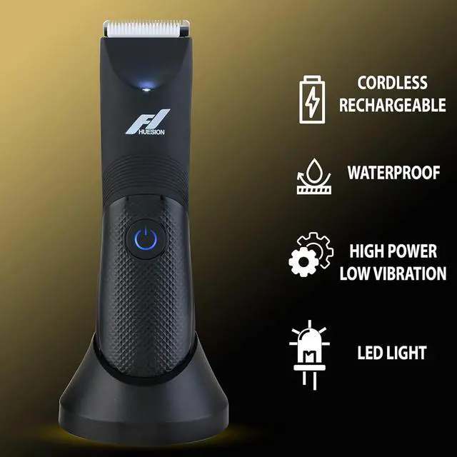 Alt view image 2 of 7 - Fhuesion® Manscape Trimmer -IPX7 Waterproof Electric Razor w/Light & Ceramic Blade | Pubic Hair Trimmer for Men | Groin Hair Lawnmower | Grooming for Balls | USB-C Charging Shaver | No Nicks No Cuts.
