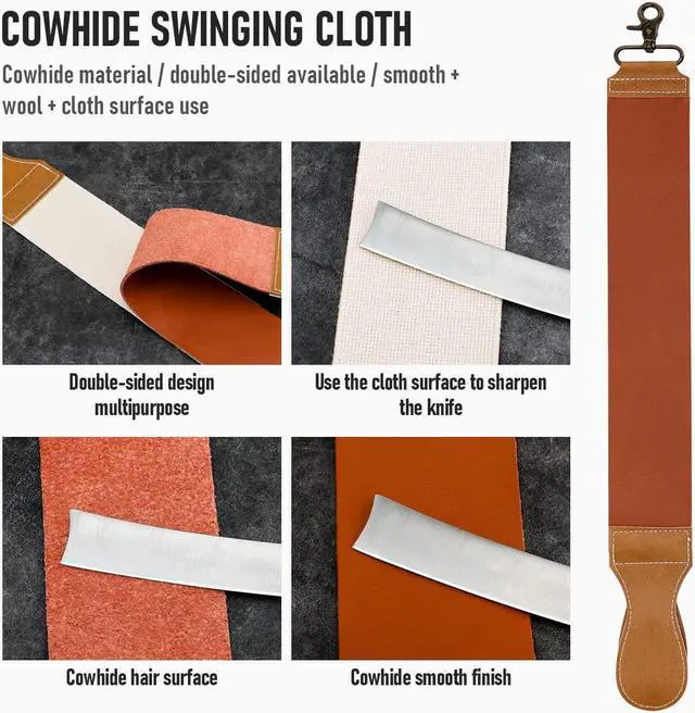 Alt view image 5 of 7 - Professional Straight Razor with First Layer Cowhide Strop - Straight Edge Barber Razor Premium Stainless Steel Shaver Razor for Men Home & Salon Grooming Using
