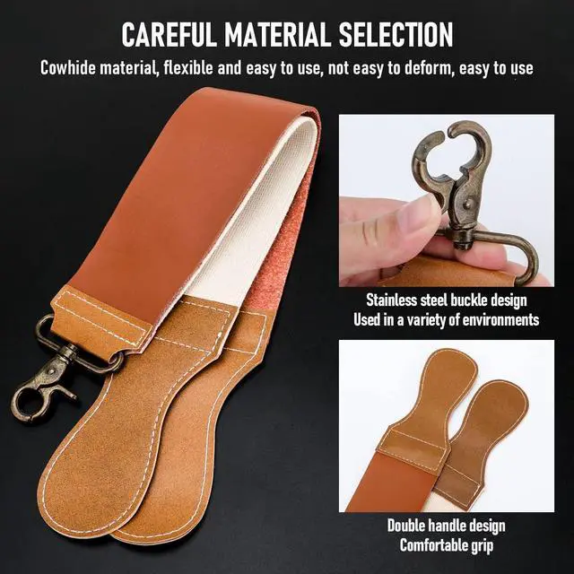 Alt view image 6 of 7 - Professional Straight Razor with First Layer Cowhide Strop - Straight Edge Barber Razor Premium Stainless Steel Shaver Razor for Men Home & Salon Grooming Using