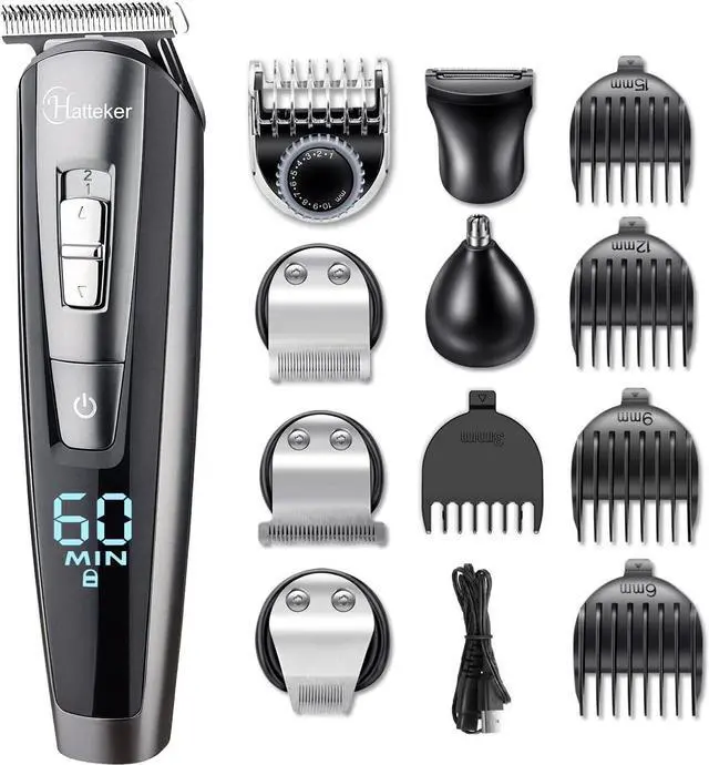 Main image of Hatteker Hair Clipper Beard Trimmer Kit for Men Cordless Hair Mustache Trimmer Hair Cutting Groomer Kit Precision Trimmer Waterproof USB Rechargeable 5 in 1