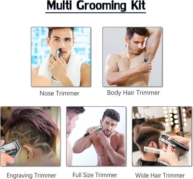 Alt view image 5 of 6 - Hatteker Hair Clipper Beard Trimmer Kit for Men Cordless Hair Mustache Trimmer Hair Cutting Groomer Kit Precision Trimmer Waterproof USB Rechargeable 5 in 1