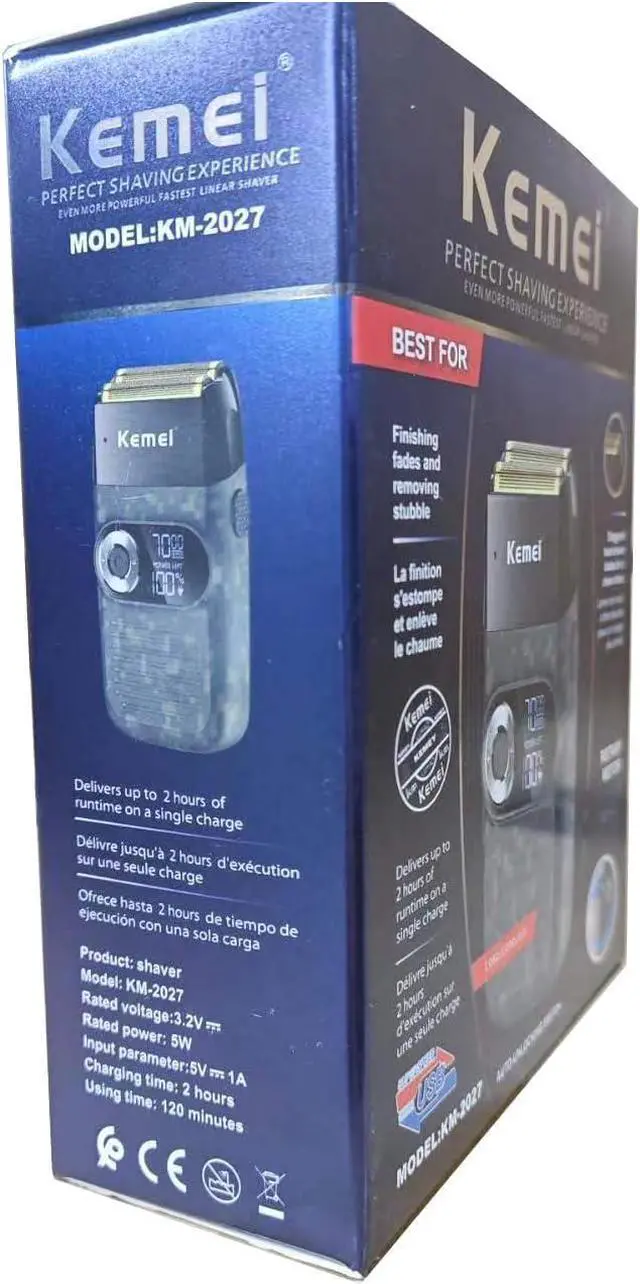 Alt view image 7 of 7 - KEMEI Razor Barber for Men,Electric Razor Rechargeable with Beard Trimmer,Cordless Lithium Titanium Razor with Travel Case