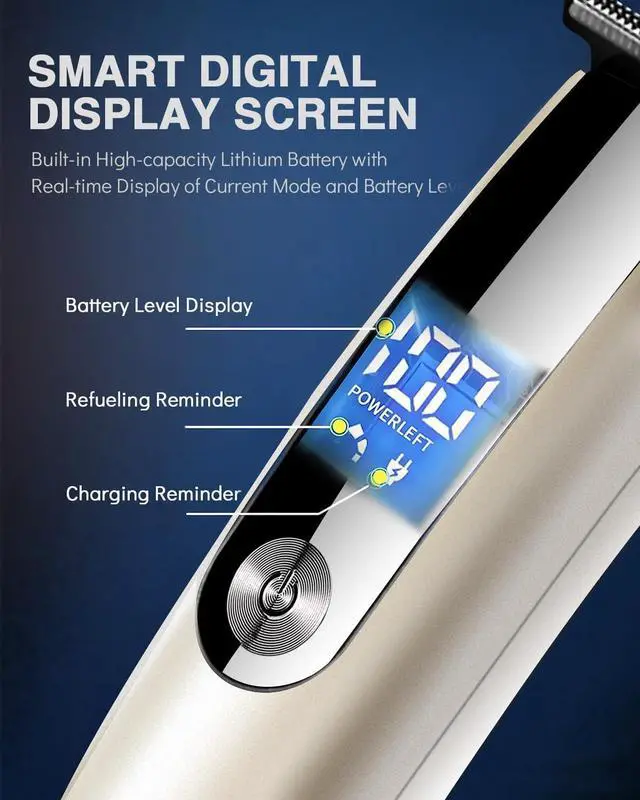 Alt view image 7 of 7 - Beard Trimmer for Men - 5 in 1 Kit Electric Razor, Nose Hair Trimmer with LED Display, Cordless Mustache Body Face Grooming Kit, Rechargeable Beard Shaver (Gold)