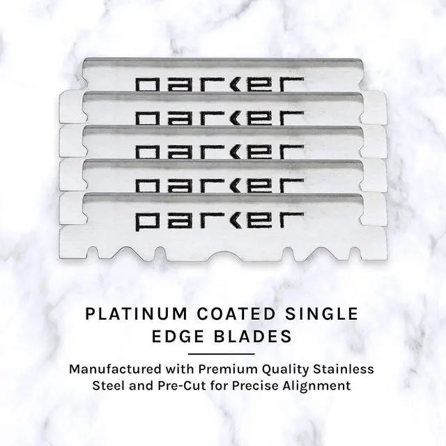 Alt view image 6 of 7 - Parker SRX 100% Stainless Steel Straight Edge Professional Barber Razor & 5 Parker Premium Half Blades