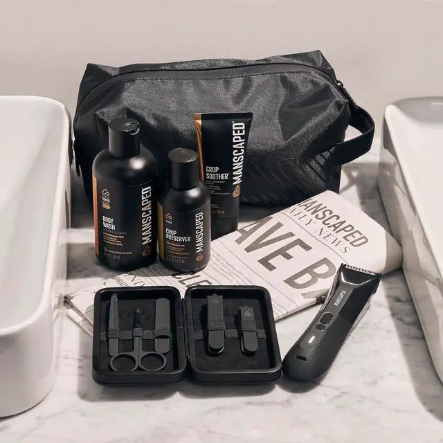 Alt view image 2 of 7 - MANSCAPED® The Premier Package 5.0 Ultra, with The Lawn Mower® 5.0 Ultra Men's Groin & Body Hair Trimmer, Shears 3.0, Crop Preserver® Ball Deodorant, Refined® Body Wash, Crop Soother, Shed 2.0