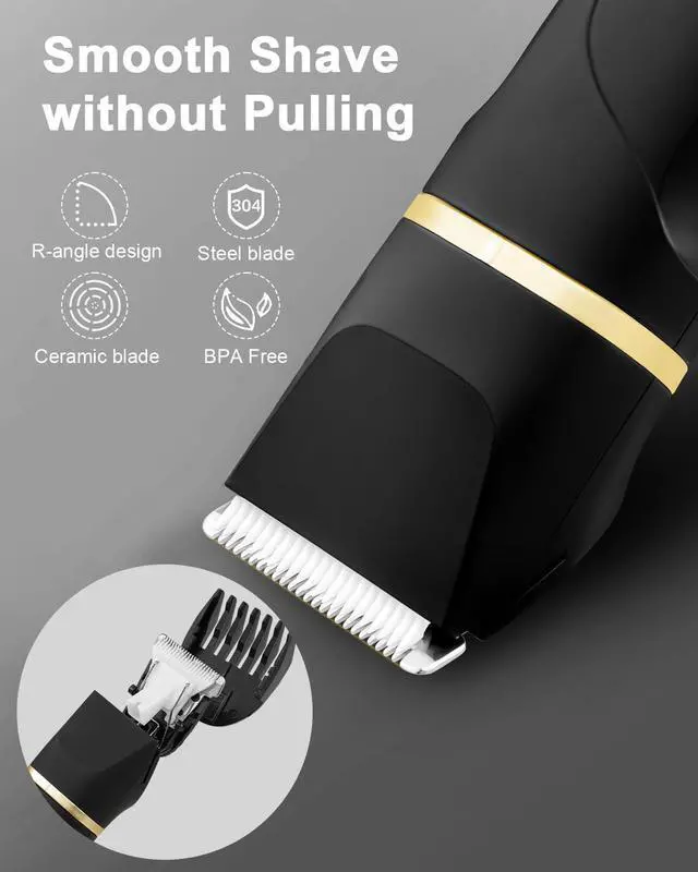Alt view image 2 of 7 - AREYZIN Body Hair Trimmer Men Painless Body Groomer & Ball Trimmer Men,3 in 1 Pubic Hair Trimmer,USB Recharge Dock,Replaceable Ceramic Blade Heads,IPX7,Mens Grooming Kits,Black