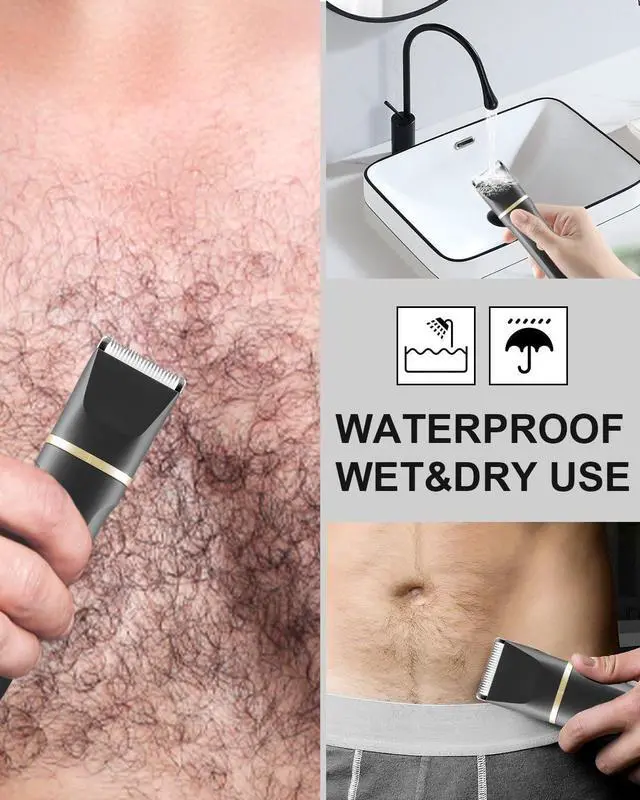 Alt view image 5 of 7 - AREYZIN Body Hair Trimmer Men Painless Body Groomer & Ball Trimmer Men,3 in 1 Pubic Hair Trimmer,USB Recharge Dock,Replaceable Ceramic Blade Heads,IPX7,Mens Grooming Kits,Black