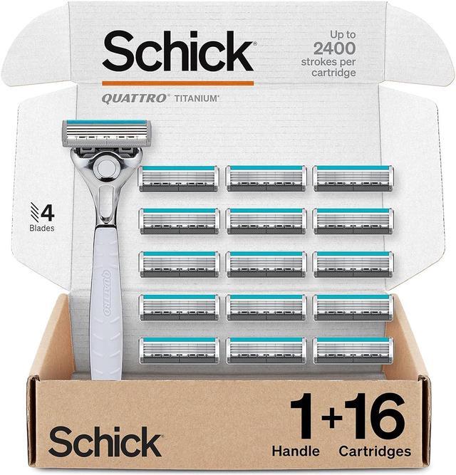 Main image of Schick Quattro Titanium Razor with 16 Refill Blades (Packaging May Vary)