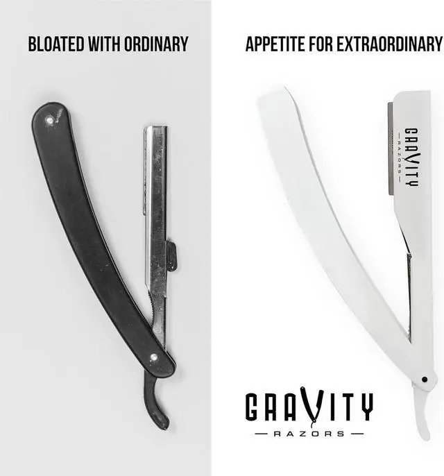 Alt view image 2 of 7 - Professional Straight Razor - Ultra Exposed Straight Razor Kit with 10 Gravity Premium Blades, 2mm Exposed (Apollo13)