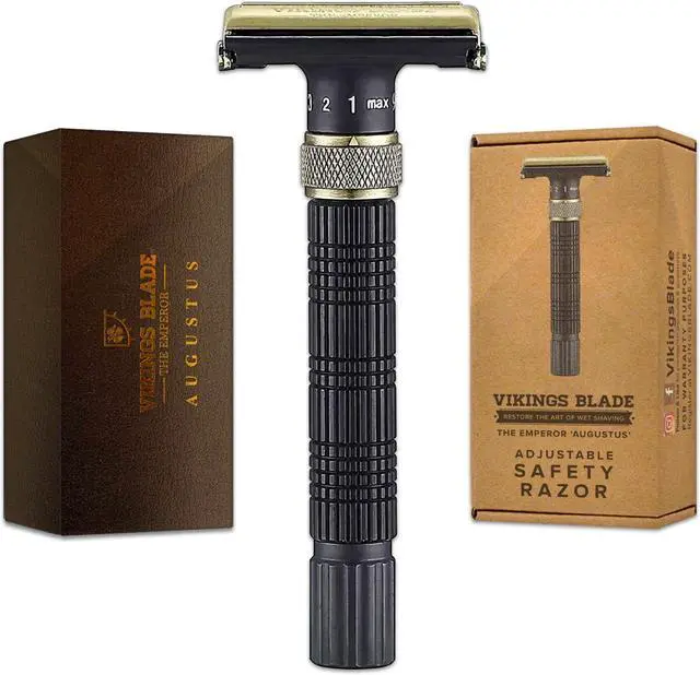 Main image of VIKINGS BLADE Adjustable Double Edge Safety Razor + Luxury Case. Smooth, Reusable, Eco-Friendly (The Emperor Augustus)