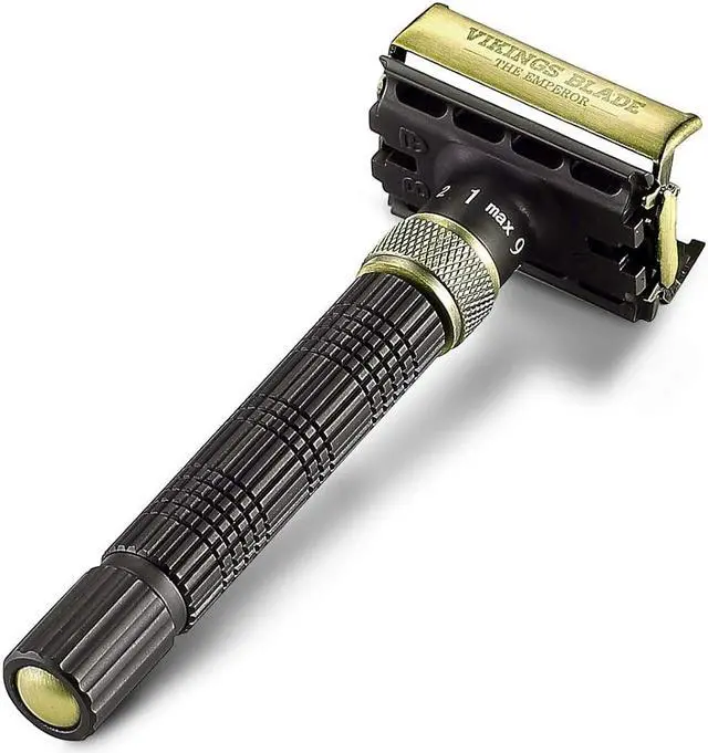 Alt view image 3 of 6 - VIKINGS BLADE Adjustable Double Edge Safety Razor + Luxury Case. Smooth, Reusable, Eco-Friendly (The Emperor Augustus)