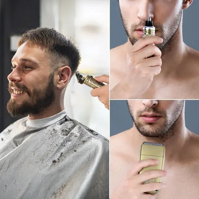 Alt view image 6 of 7 - Bestauty Electric Razor Kit, 3 in 1 Professional Cordless Hair Trimmer Kit Nose Trimmer Men's Foil Shavers USB Rechargeable Barber Clippers Set, Gifts for him